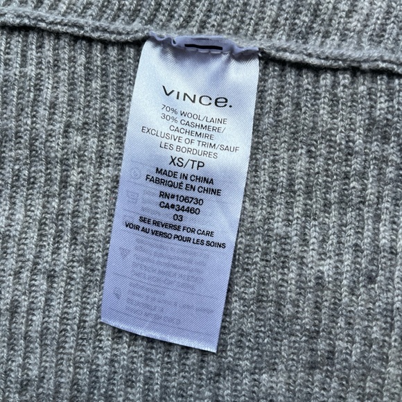 Vince wool/cashmere grey ribbed open cardigan sweater XS - Picture 3 of 6